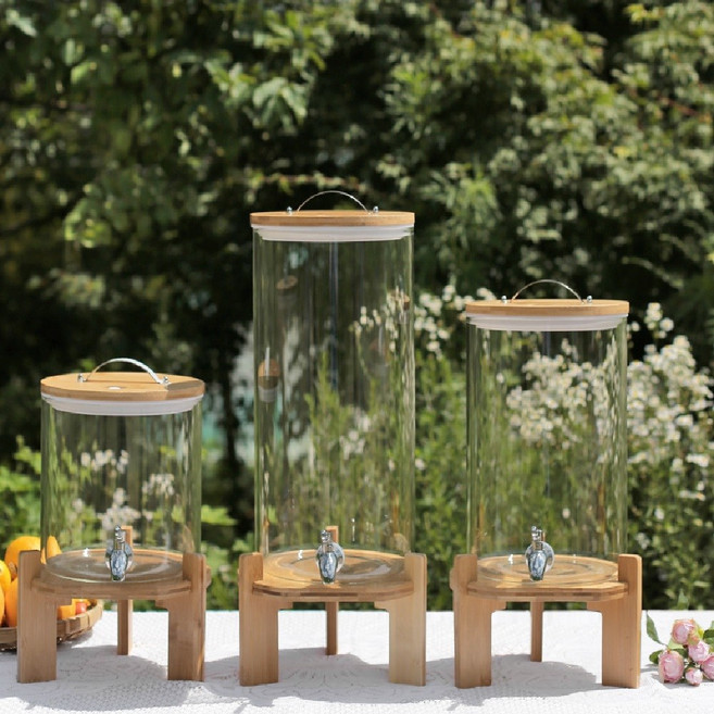 카페호텔디스펜서 내열유리 대용량워터디스펜서 대용량음료디스펜서 워터저그, 1개, 5L, 투명대용량디스펜서