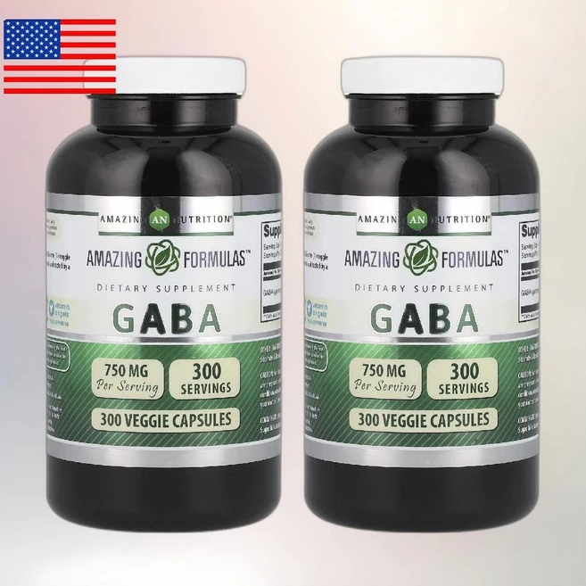 Amazing Nutrition 어메이징 뉴트리션 가바 750mg 베지 캡슐 300정 2통, 120g - 쿠팡