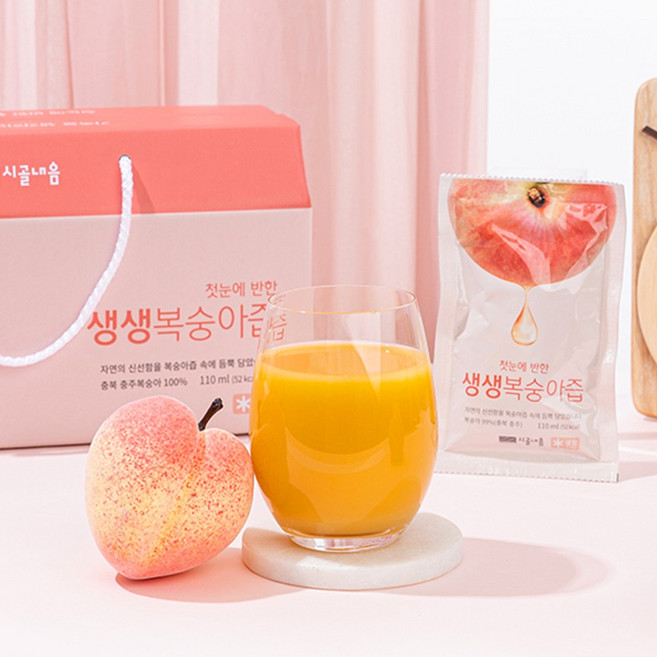 시골내음 첫눈에반한생생복숭아즙 30포/ 60포, 30개, 110ml