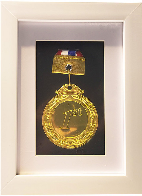 크로닉 메달 디자인 액자 거치대 프레임 보관함, 소형 화이트