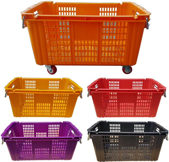 [카트모아] 이사바구니 바퀴장착가능 운반상자 다양한색상 두께감있어 튼튼합니다, 보라색, 바퀴장착, 1개