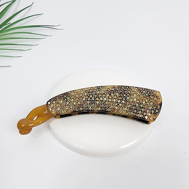 프랑스핀 호피 블랙 베이직 큐빅 스톤 미디엄 반묶음 바나나핀