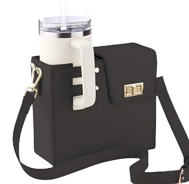 스탠리 스타벅스 텀블러 호환 텀블러 가방 백 보관함 가죽, 1개, 블랙