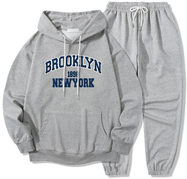 일루소 소프트 특양면 1898뉴욕 후드티 밑밴딩 트레이닝복 상하의 세트