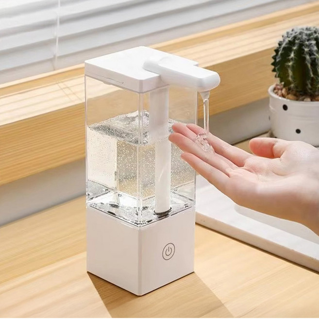 HK sell 젤매틱 대용량 주방 디스펜서 충전식 자동 센서, 사각 화이트, 1개