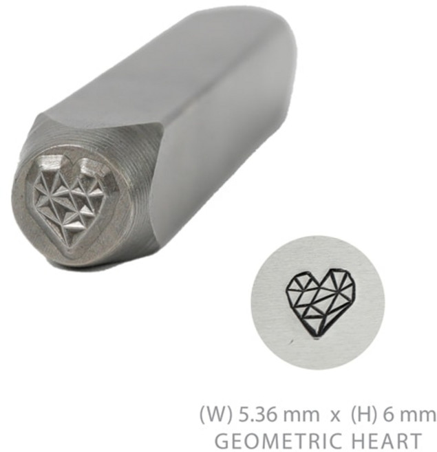 금속 스탬핑 스탬프 펀치 키트 가죽 보석 도구 1/4 (6mm), 04 Geometric Heart
