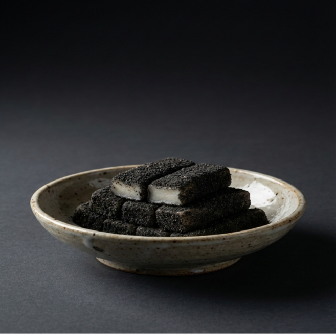 온흑 흑임자 인절미 떡 600g 국내산 찹쌀 100% 쫀득한 전통 떡 간식, 1개