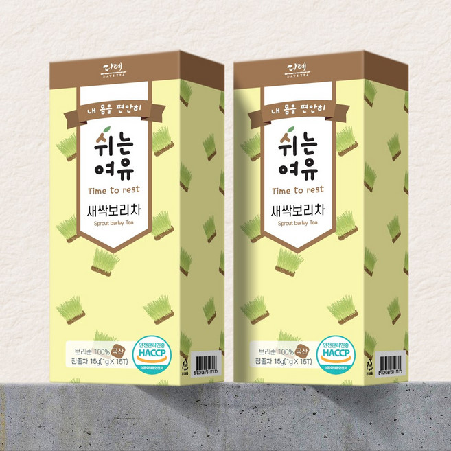 [본사직영] 쉬는여유 100% 국산 새싹보리차 생분해 삼각티백 15티백, 3개, 15개입, 1g