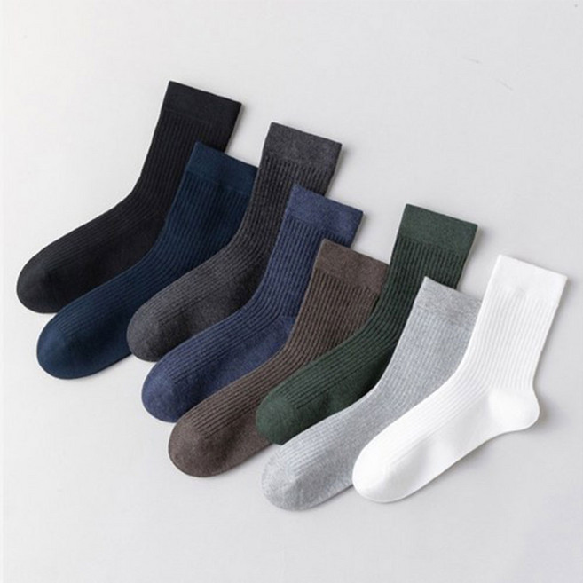 남성용 순면 98% 골지 무압박 중목양말 8켤레 세트