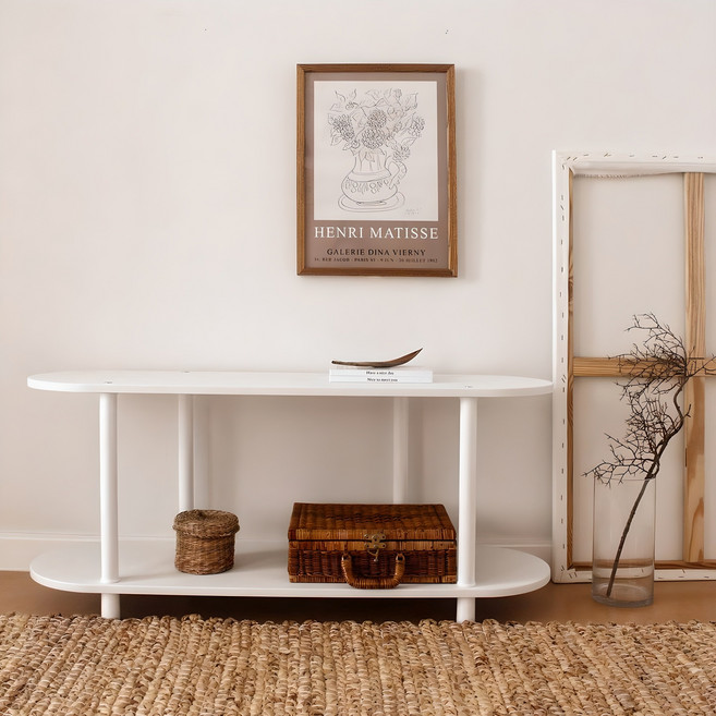 룸앤홈 모노 라운드 선반, 화이트, 2단