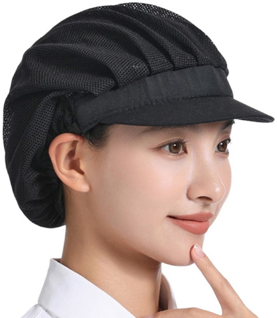 廚房工作帽 頭圍50-62CM 防塵透氣吸汗, 1個, 【全網款】 黑色, 黑色【全網款】