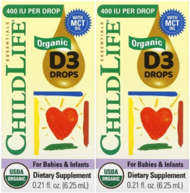 ChildLife Essentials 영유아 및 유아용 유기농 D3 드롭스 6.25mL(0.21fl oz), 6.25ml, 2개 - 쿠팡