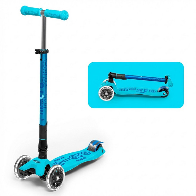 마이크로킥보드 맥시T 폴더블 LED 킥보드 69x24x56cm 1개, 아쿠아블루