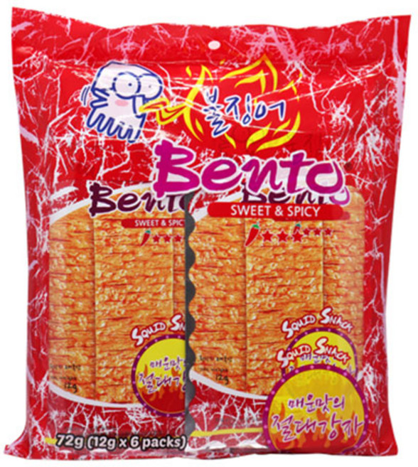 벤또불징어(스윗매콤) 12gx6개 벤토 매콤달콤 마른안주 오징어 혼술 맥주안주 주전부리, 1개