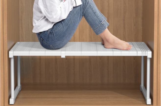 가려거든 공간최대활용 너비조절 옷장선반, 특대 화이트 너비87~108 x 폭42 x 높이32cm, 1개