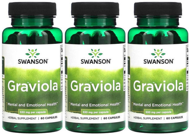 스완슨 그라비올라 530mg 60캡슐 3병 Graviola, 3개, 60정