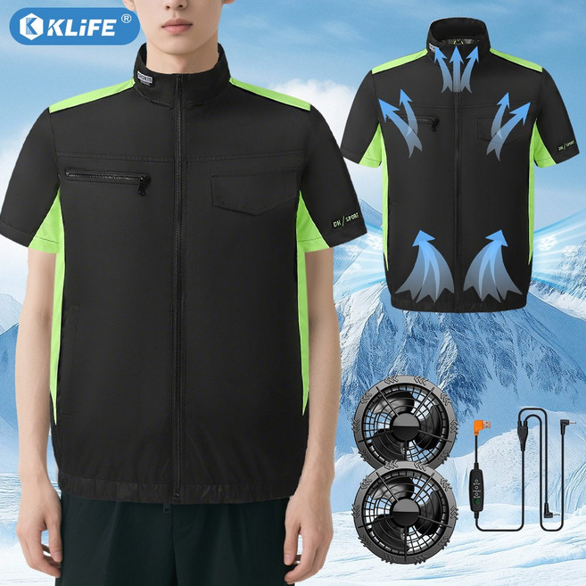 KLIFE 선풍기 조끼 에어컨 얼음조끼 아이스 냉각옷 쿨 여름 냉풍조끼 남녀공용 낚시 등산 실외 현장작업옷