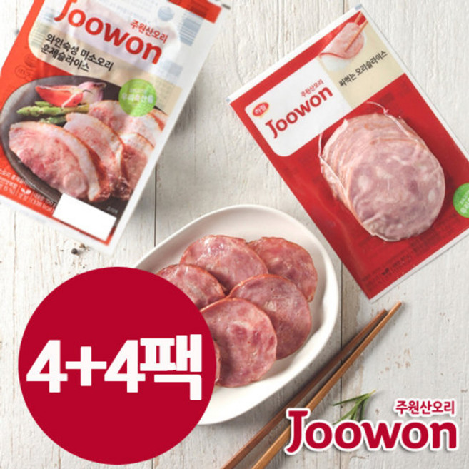 주원산오리 미소훈제슬라이스 150g*4팩 + 싸먹는 오리슬라이스 80g*4팩, 4개, 150g