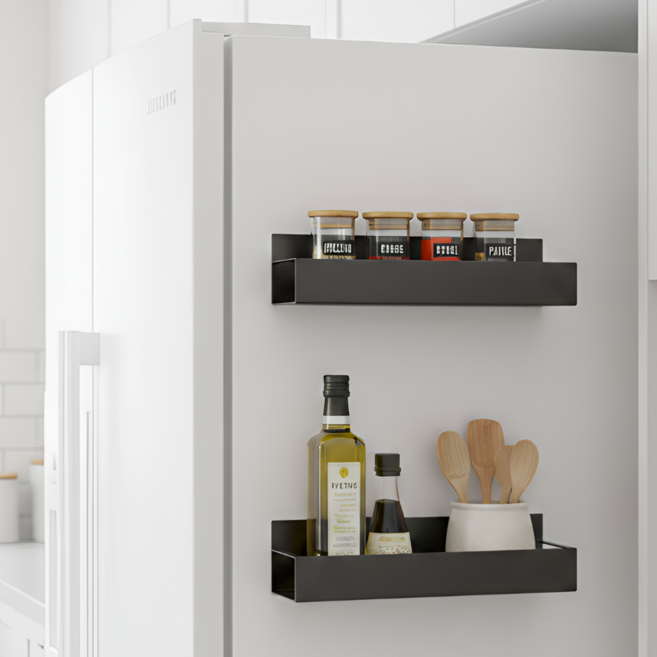 모덱스 고급 냉장고 자석 선반 2P, 블랙