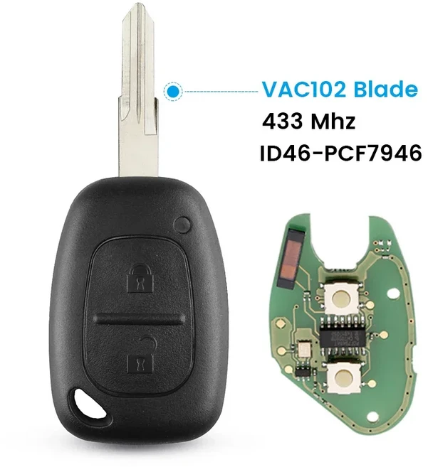 자동차공기흡입 KEYYOU 르노호환 트래픽 COOLER MASTER 비바로 모바노 캉구 2버튼 리모컨 자동차 키 43 호