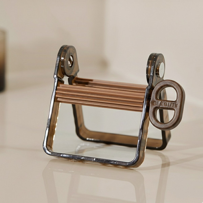 이지몰 치약짜개 튜브짜기 거치대 겸용 스탠드형 인테리어 받침대, 1개, 브라운