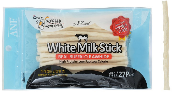 ANF 강아지 로하이드 화이트 스틱, 밀크, 75g, 1개