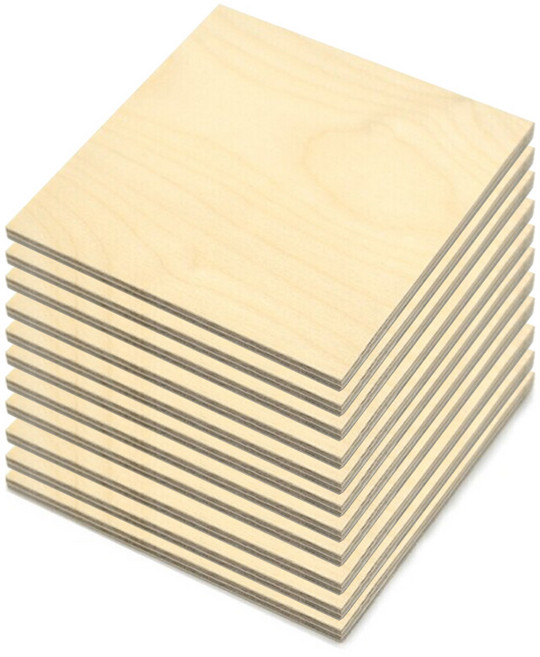 자작나무 합판 소형사이즈 목재 받침 목공 스트링아트 재료 두께 6mm, 10개, 6x100x100mm
