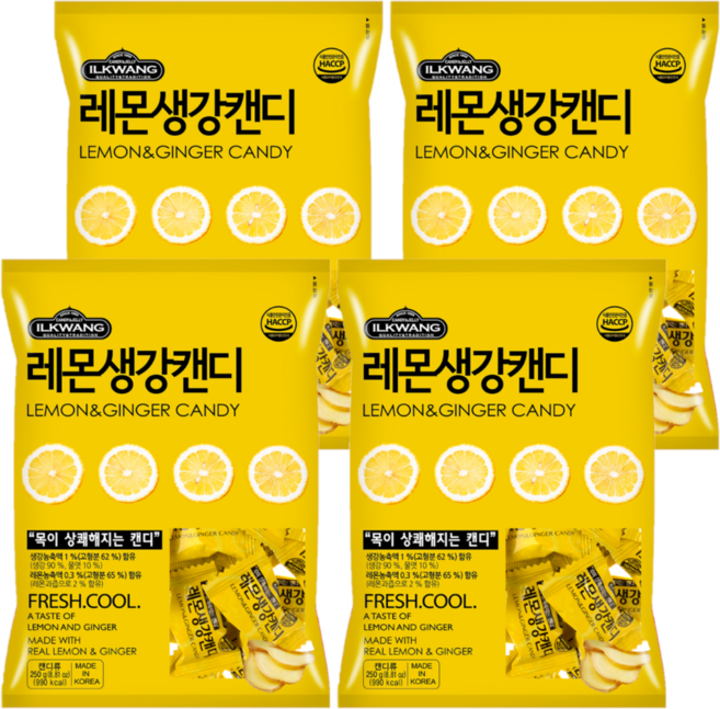 일광제과 레몬생강 캔디, 250g, 4개