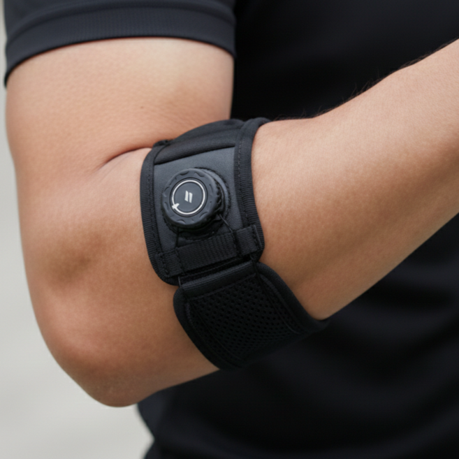 아코롱 다이얼 팔꿈치 엘보 보호대, 블랙, 1개