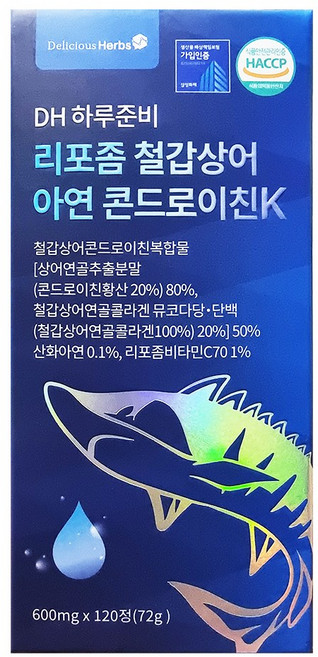 DH 하루준비 리포좀 철갑상어 아연 콘드로이친K, 1개, 120정