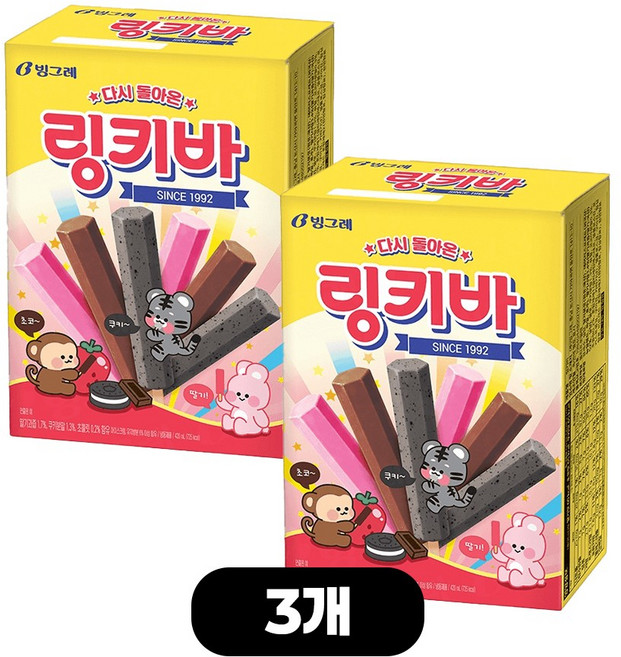 빙그레 막대 아이스크림 링키바, 3개, 420ml