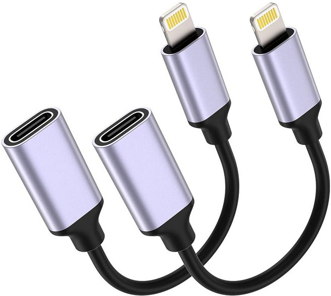 TechMatte 암 USB C - 라이트닝 수 케이블 어댑터 27W PD 고속 충전 아이폰 아이패드 아이팟 에어팟에만 호환 오디오 없음 헤드폰/OTG 안드로이드에는 적, 2 Pieces