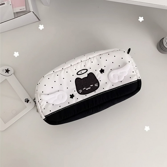 모든 천사 고양이 필통 파우치 귀여운 다용도 친구 애착 동물 펜케이스 새학기 학용품 인형 커플 우정, 1개, 블루