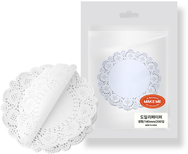 [메잌미] 다용도 포장 원형 도일리 페이퍼, 200매, 140mm