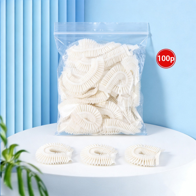 LXU 옥수수 전분 생분해 일회용 헤어캡 고탄력 비닐캡 100매 미용실 염색 파마 트리트먼트