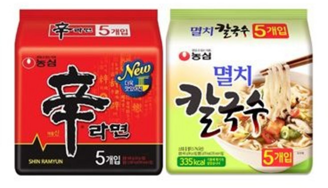 농심 신라면 멀티(5입) 1팩 + 멸치칼국수 총10봉, 10개