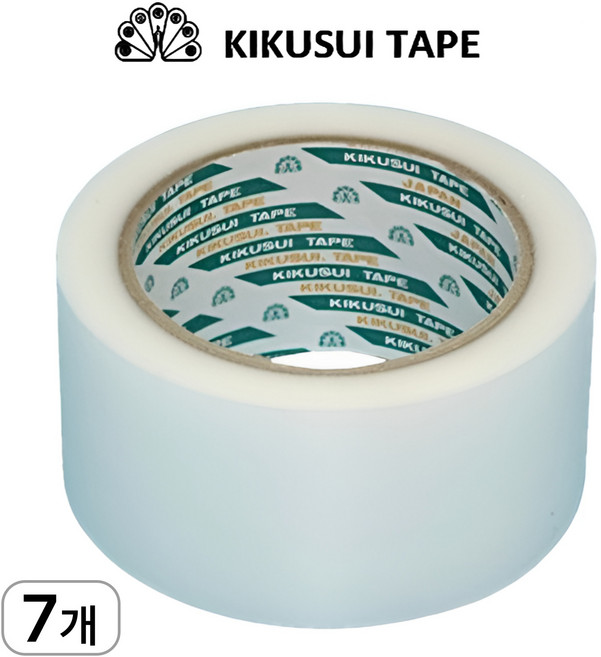 키쿠스이(일본산) 잔사 없는 우벤테이프 보양테이프 양생테이프 50mmX25m 최고급형(반투명), 7개