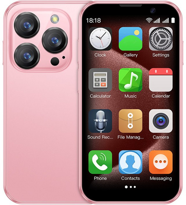 SOYES XS18 Pro 미니 안드로이드 8.1 스마트폰 3.0인치 디스플레이 2GB RAM 16GB ROM 얼굴인식 듀얼 SIM 스탠바이 3G 리틀폰, 핑크