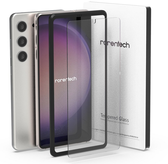 로랜텍 풀커버 지문인식 호환 강화유리 휴대폰 액정보호필름, 1세트