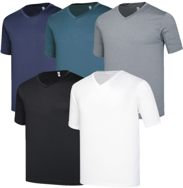 나인앤나인 기능성 아이스 쿨 냉감 스판 브이넥 무지 반팔 티셔츠