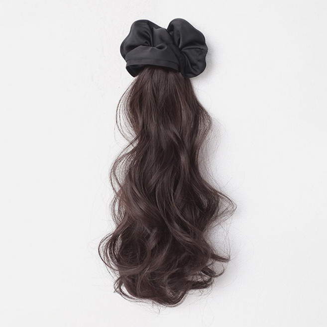 백송 여신 웨이브 글램 포니테일 곱창 가발 집게핀 곱슬 내츄럴 볼륨 부분 가발 머리핀, 1개, 브라운