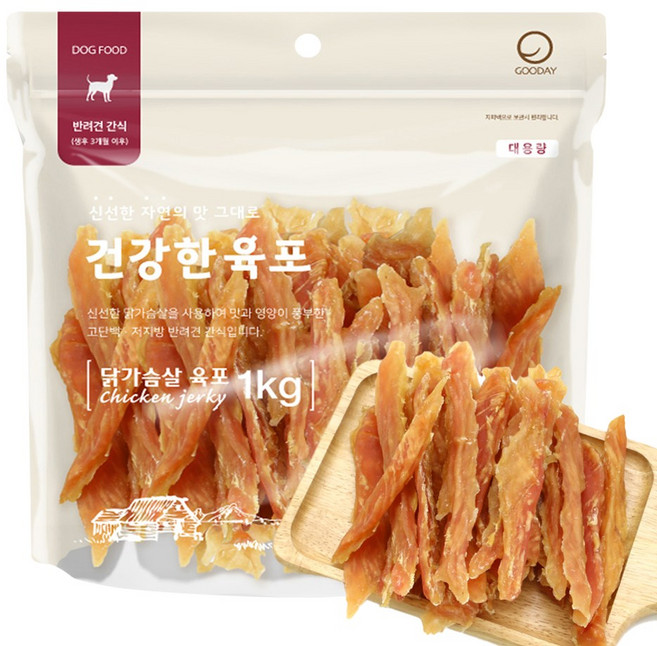 굿데이 건강한육포 대용량 닭가슴살 육포 1kg, 치킨, 1개
