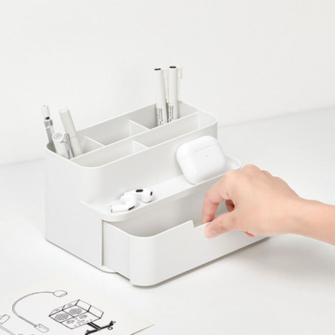 시스맥스 올리오 데스크 오거나이저 펜꽂이, 화이트