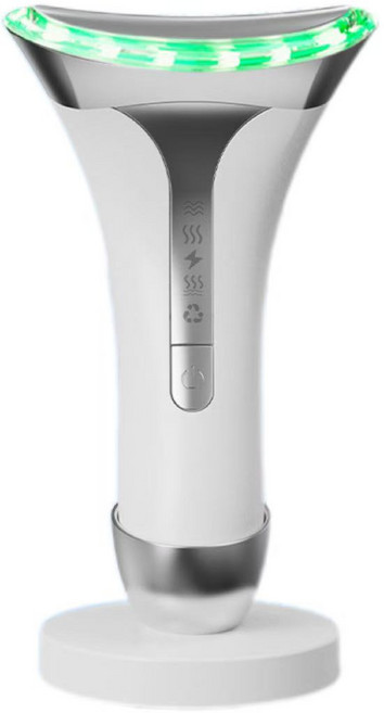 微電流臉部頸部美容儀 5色光護膚 恆溫熱敷, 1個, 象牙白-中文包裝