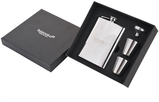 바주카 bazooka [메세] 프리미엄 사각힙플라스크 230ml (깔대기+양주컵2p 포함), 1개