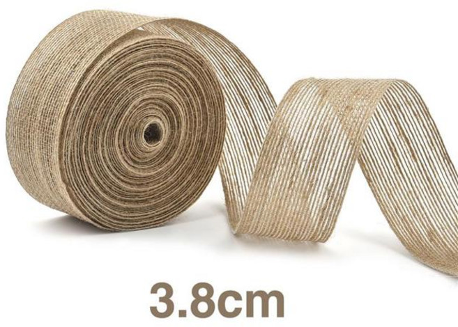 10M 황마 삼베 리본 헤센 DIY 크리스마스 공예 선물 빈티지 레이스와 소박한 장식 (색상-3.8cmx10m 크기-10m)