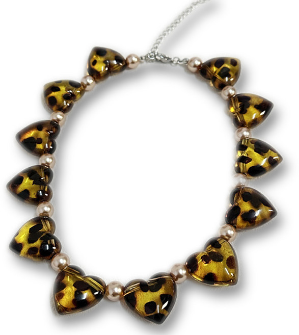 하이유니 [레트로감성] 레오파드 레이어드 진주 체인 초커 패션 목걸이