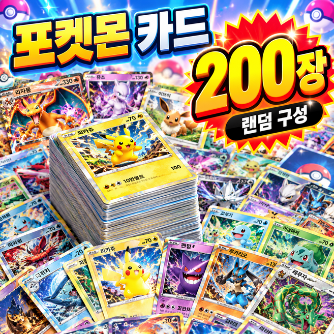 3위 - [한글판] 포켓몬카드 정품 200장, 200개, 멀티컬러
