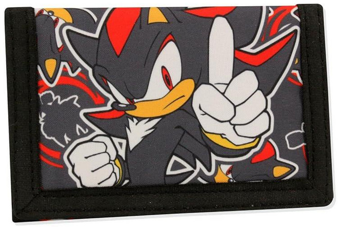 Sonic The Hedgehog 그림자가 있는 아동용 지갑 - 카드 홀더와 지퍼가 있는 3단 캐릭터 프린트 - 멋진 남아용 동전 지갑 액세서리 팬을 위한 선물
