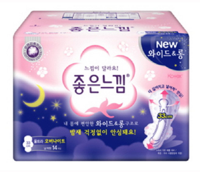 좋은느낌 .좋은느낌 와이드롱울트라오버나이트14P /생리대 (좋은느낌), 1개, 14개입